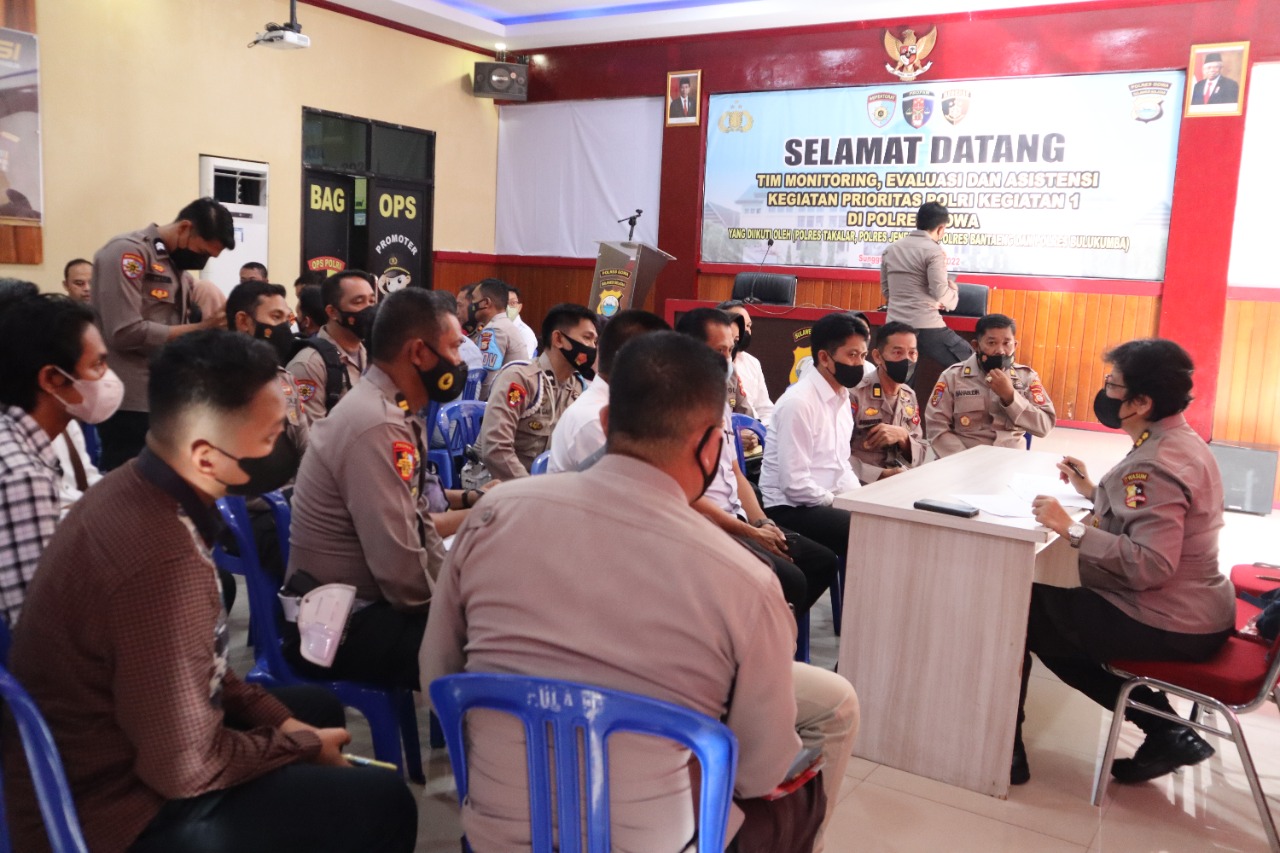 Tim Itwasum Polri Gelar Monitoring, Evaluasi, Dan Asistensi Program Prioritas Polri di Polres Gowa