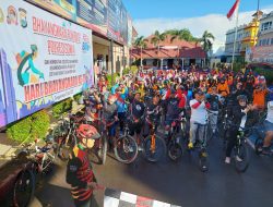 Semarakkan Hari Bhayangkara Ke 76, Polres Gowa Gelar Funbike dan Senam Bersama