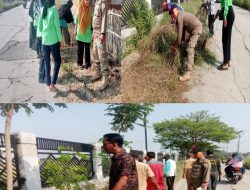 Penuh Semangat : Pemdes Sukaraja Siap Dalam Rangka Lomba Kampung Bersih Makin Berani