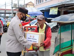 Polri Peduli, Polres Gowa Bagikan Ratusan Paket Sembako Ke Warga Yang Terdampak Kenaikan Harga BBM