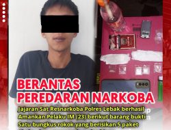 Sat Resnarkoba Polres Lebak Tangkap Pengedar Shabu, 5 Paket Shabu diamankan