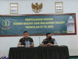 Minimalisir Pelanggaran, Korem 064/MY Gelar Penyuluhan Hukum