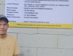 Masyarakat Desa Tambak Baya Apresiasi Pelaksanaan Pembangunan Jalan Lingkungan Dari Dinas Perkim Provinsi Banten.