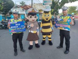 Unik, Cara Polwan Satlantas Polres Lebak Imbau keselamatan berlalulintas ke pengunjung CFD