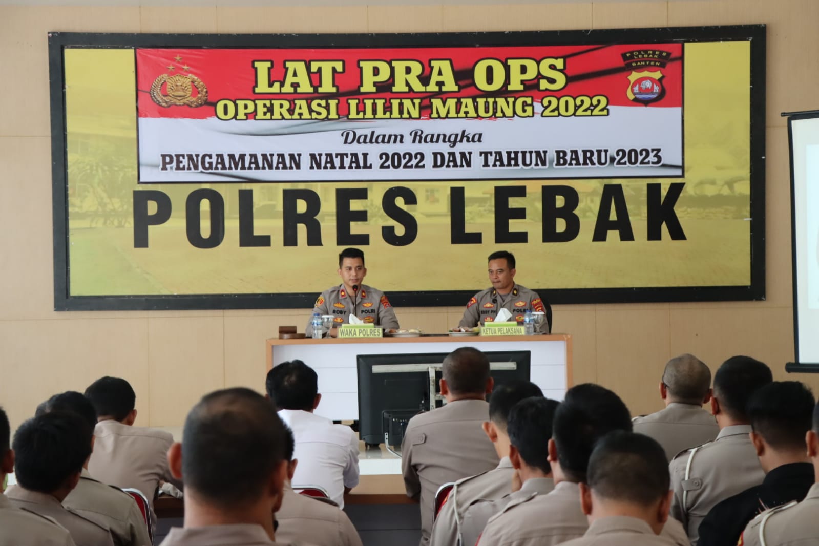 Jelang Nataru, Polres Lebak Adakan Latihan Pra Ops Lilin Maung 2022 di Aula Sanika Satyawad