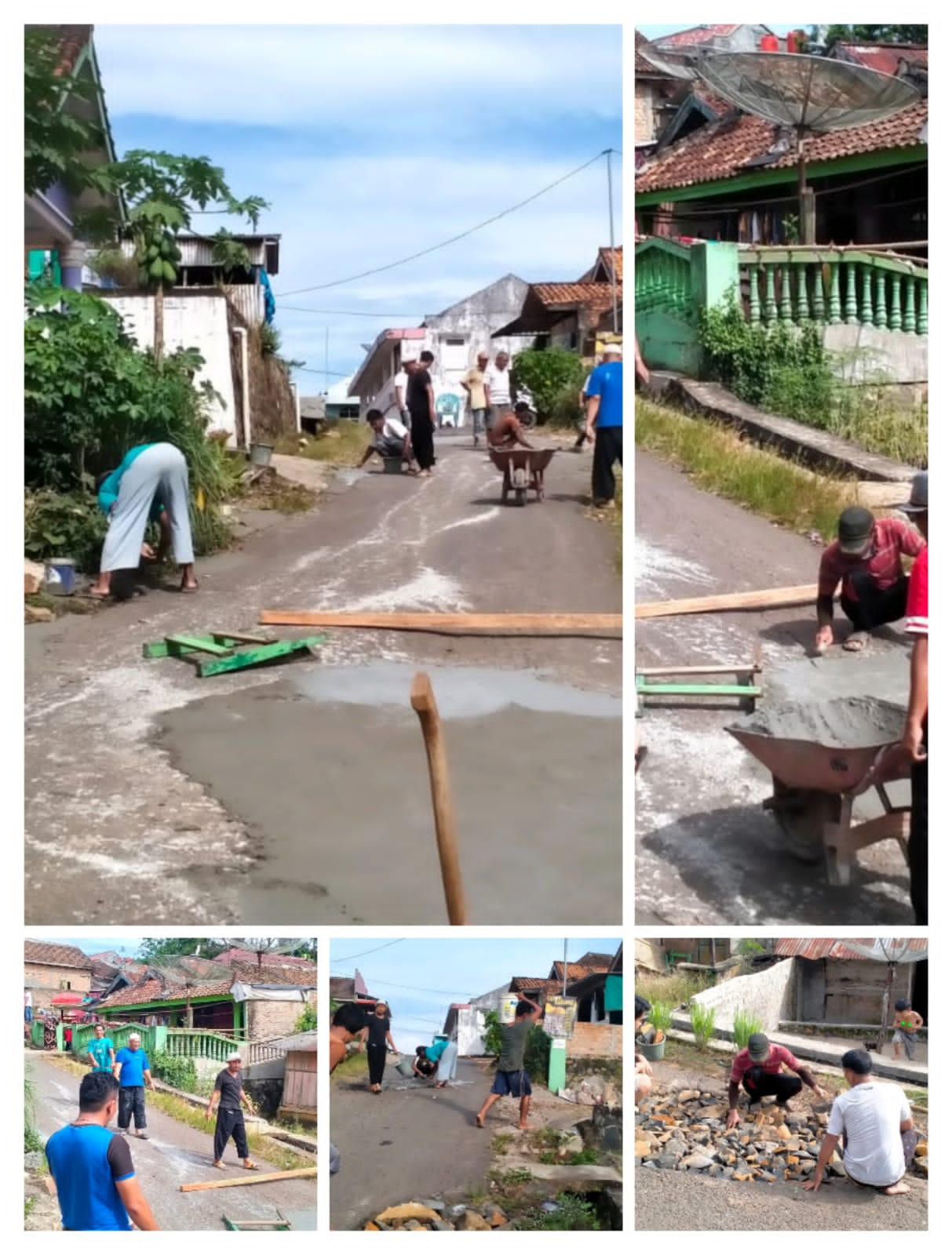 Masyarakat Kampung Jaya Tinggi Bergotong Royong Perbaiki Jalan Kabupten Yang Berlubang