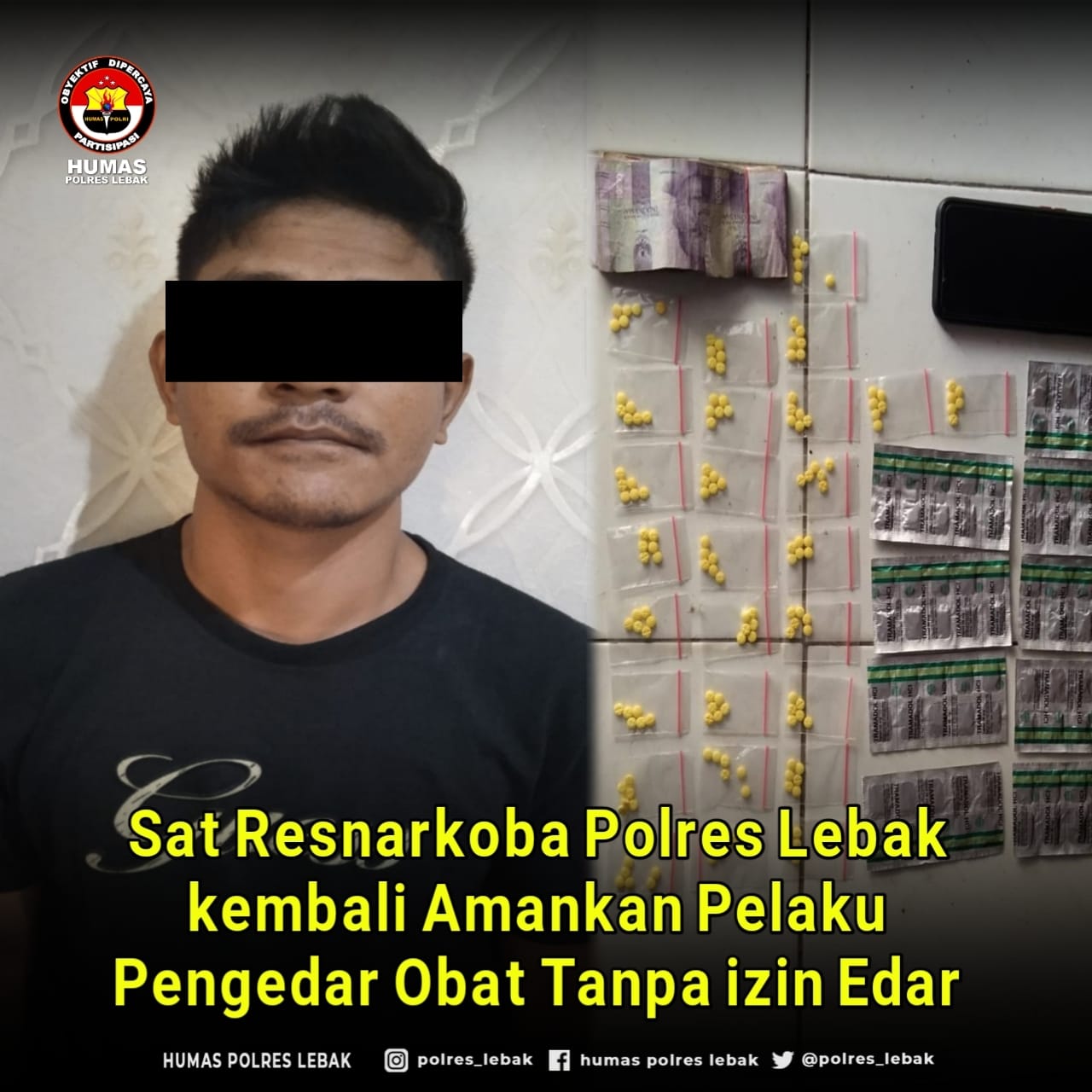 Sat Resnarkoba Polres Lebak kembali Amankan Pelaku Pengedar Obat Tanpa izin Edar