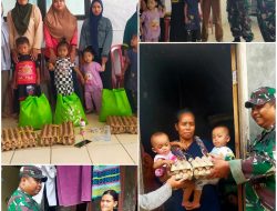 Hadir Sebagai Bapak Asuh Stunting, Babinsa Desa Mongpok Koramil 0602-09/Cikeusal Berikan Bantuan Sembako Kepada Anak Stunting