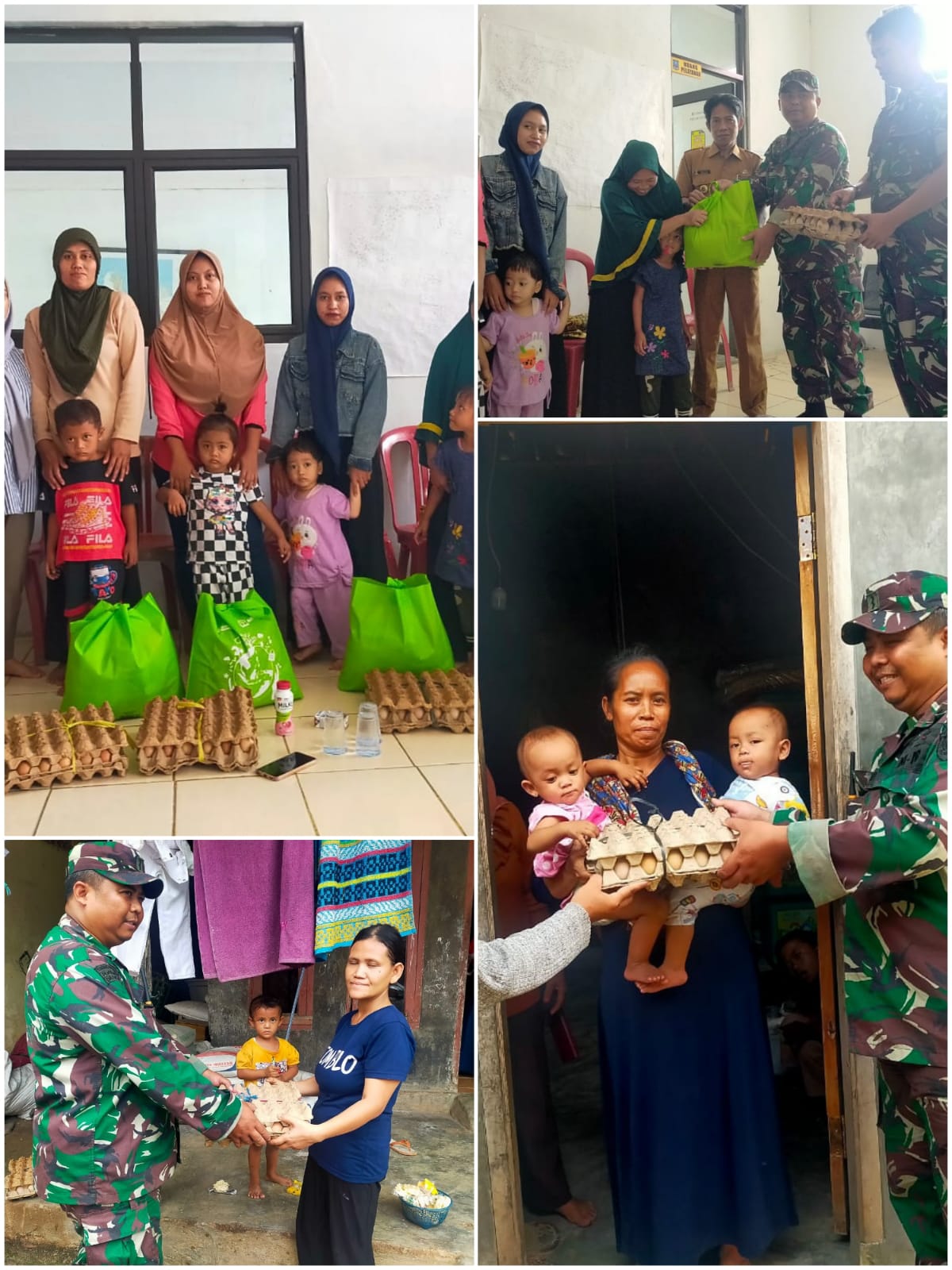 Hadir Sebagai Bapak Asuh Stunting, Babinsa Desa Mongpok Koramil 0602-09/Cikeusal Berikan Bantuan Sembako Kepada Anak Stunting