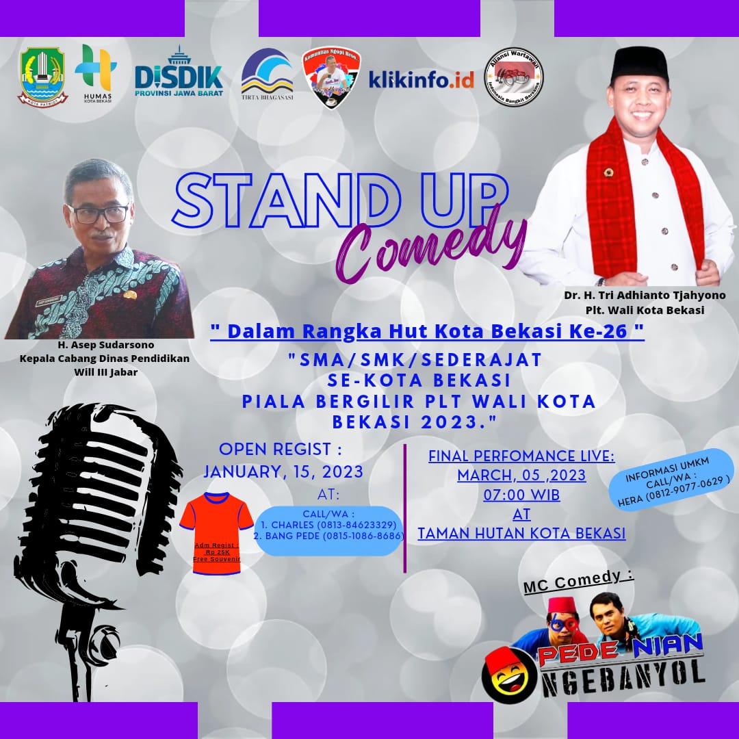 Akan Segera Hadir Lomba “Stand Up Comedy Competition” Piala Plt Walikota Bekasi 40 UMKM Siap Memeriahkan