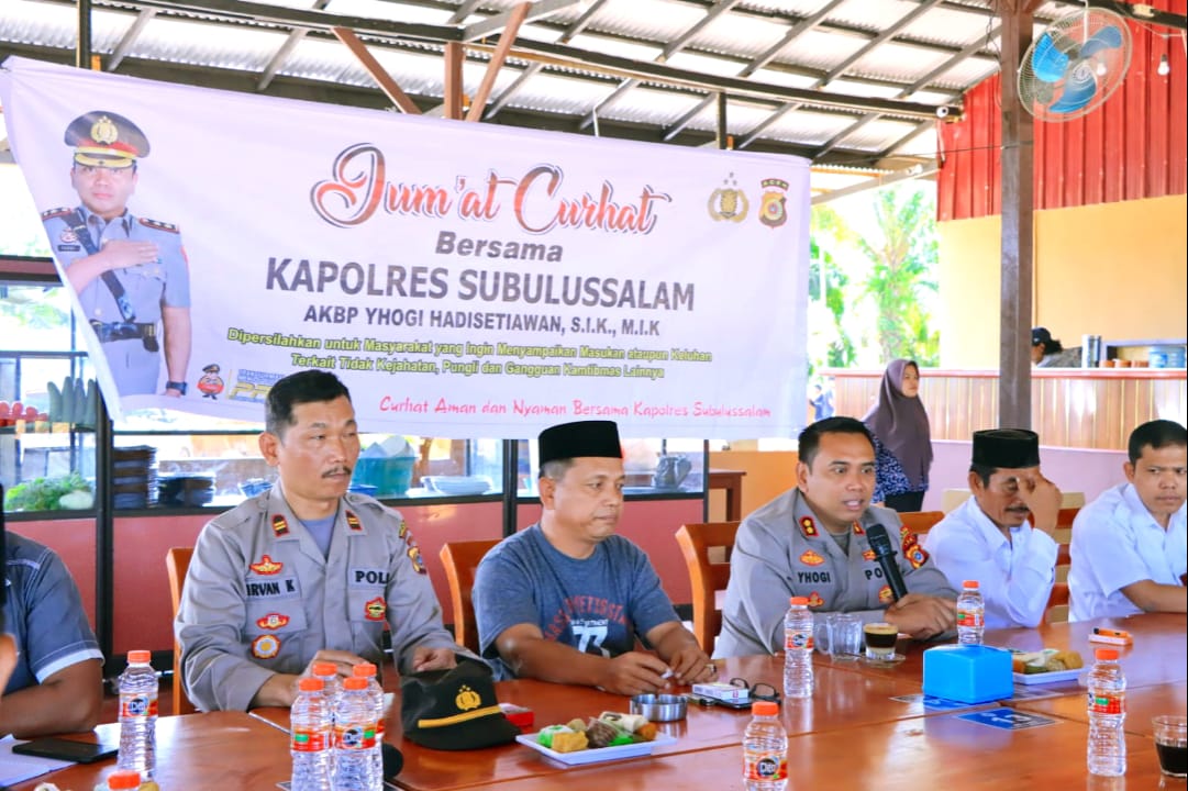 Jumat Curhat Kapolres Subulussalam Bersama Muspika Sultan Daulat, Santuni Anak Yatim dan Duafa