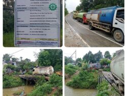 Jembatan Penghubung Antar Kecamatan Ambruk,Akibat Mobil CPO Kelebihan Muatan