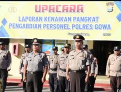 Pimpin Upacara Korps Raport Kenaikan Pangkat Pengabdian, Ini Pesan Kapolres Gowa