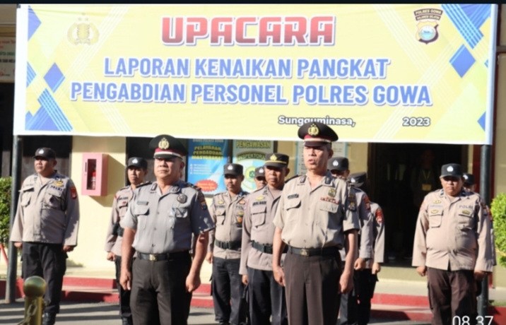 Pimpin Upacara Korps Raport Kenaikan Pangkat Pengabdian, Ini Pesan Kapolres Gowa