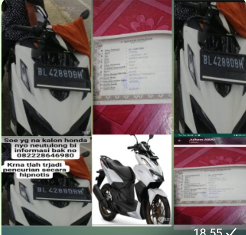 Telah Terjadi Kehilangan Satu Unit Sepeda Motor Honda Vario 160 CC Warna Putih Di Sekitar Kota Idi Rayeuk.