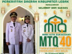 Pemerintah Kab.Lebak Mengucapkan Selamat Dan Sukses MTQ Ke.40