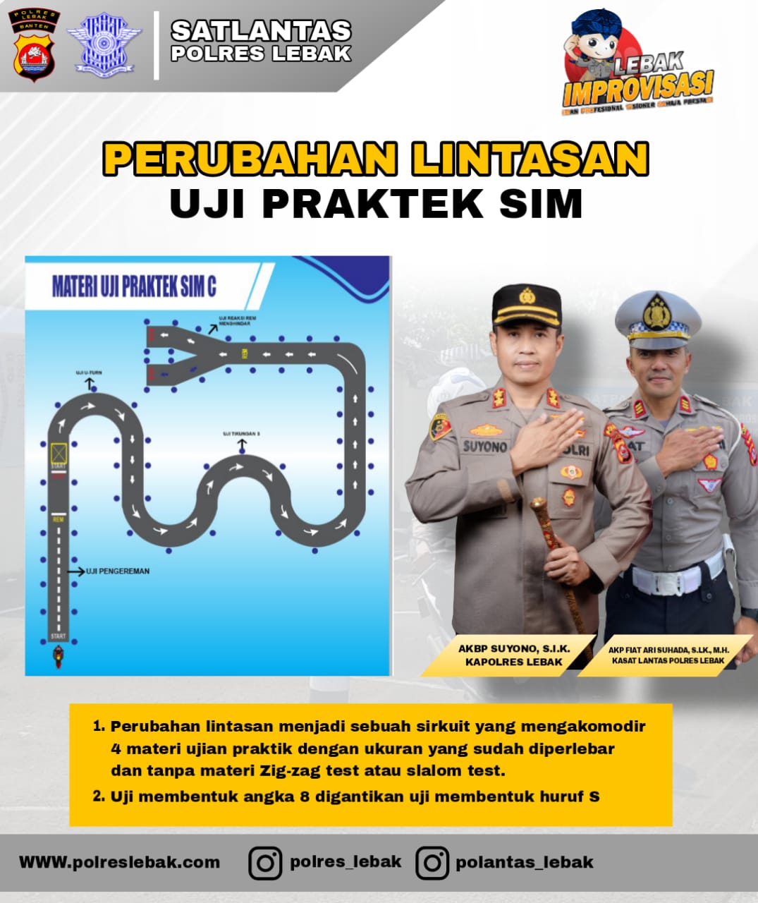 Sat Lantas Polres Lebak Resmi Ubah Lintasan Ujian Praktek SIM