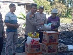 Polri Peduli,Kapolsek Bangkala Bantu Korban Kebakaran di Desa Pallantikang.