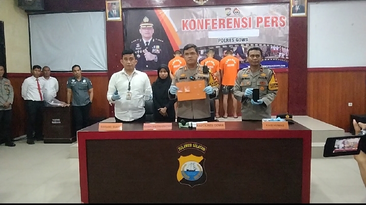 Press Release Satuan Reserse Narkoba Polres Gowa.di adakan Pada jumpa pers dalam Pemberantasan Penyalahgunaan dan Peredaran Gelap Narkotika (P4GN