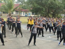 HUT Bhayangkara ke-78, Polres Bengkayang Gelar Olahraga Bersama Personel TNI