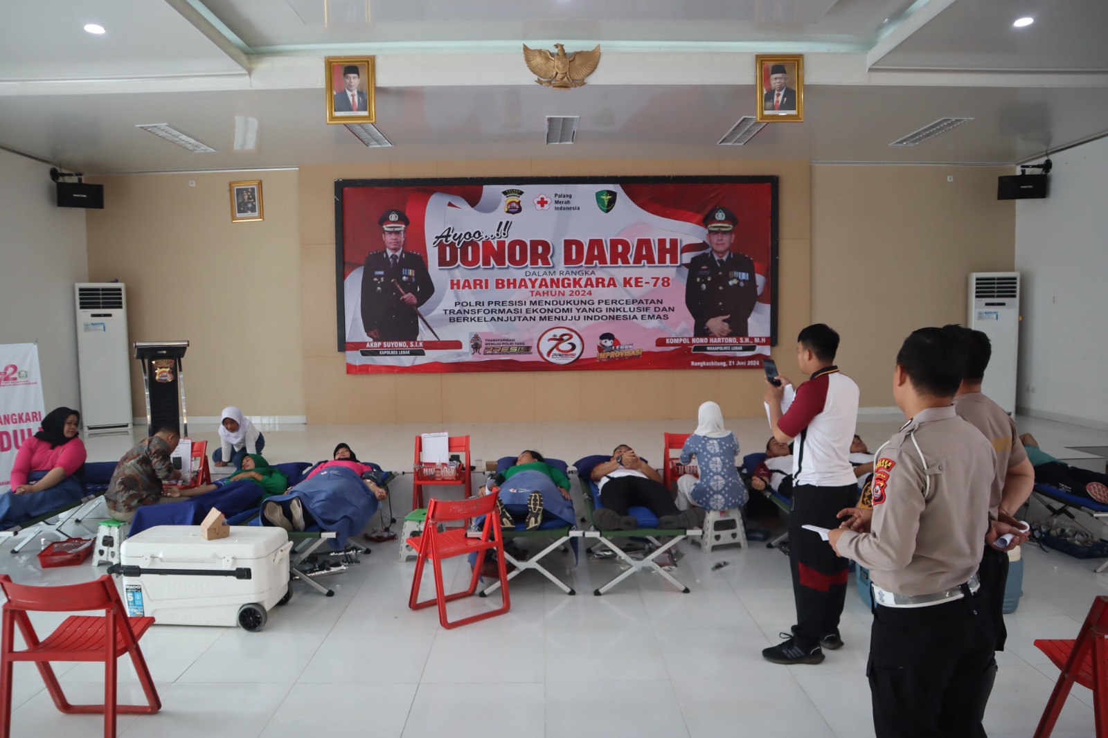 Dalam Rangka HUT Bhayangkara ke-78, Polres Lebak Polda Banten Adakan Giat Donor Darah