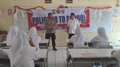 Polsek Pebayuran Lakukan Giat Police Go To School di SMP Negri 1 Pebayuran.