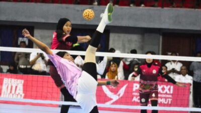 ACEH Taklukan Sumatera Utaradi Fase Grup Double Event Sepak Takraw Putri. PON XXl 2024.