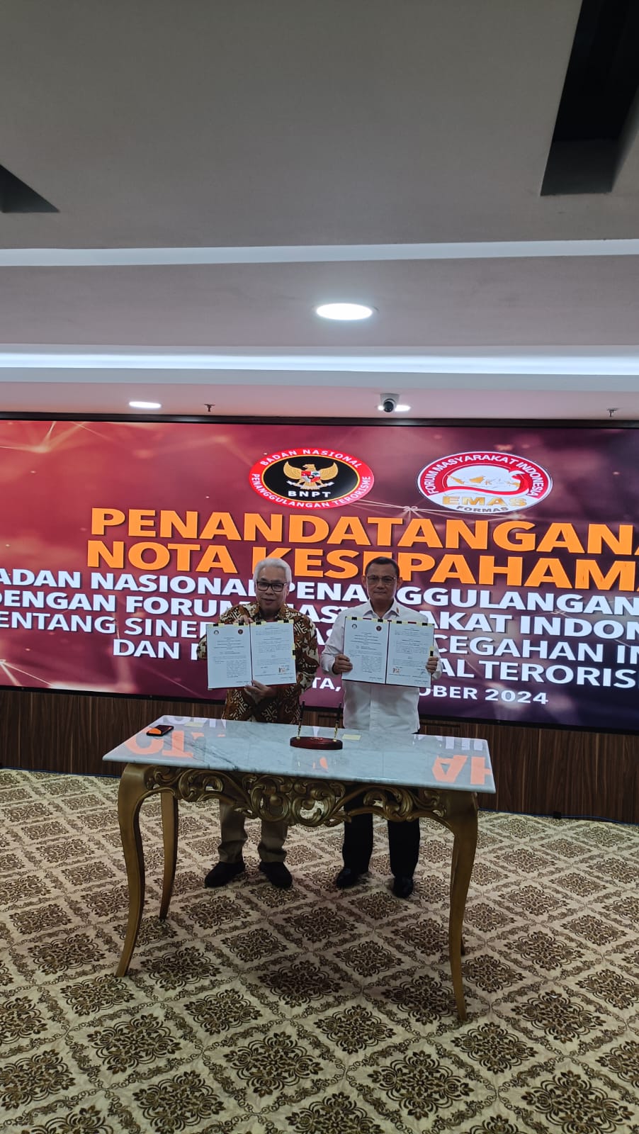 BNPT melakukan penandatanganan Memorandum of Understanding (MoU) Dengan Formas Bertujuan Untuk Bersinergi Dalam Upaya Pencegahan Paham Intoleran