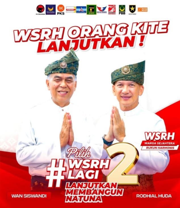 WSRH Siap Lanjutkan Pembangunan Natuna: Komitmen untuk Natuna Sejahtera , komitmen Bangun Kampung Sendiri,Pasangan Calon Bupati dan Wakil Bupati Natuna Wan Siswandi dan Rodhial Huda