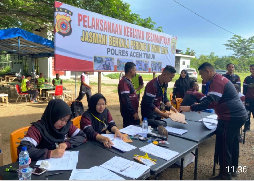 Polres Aceh Timur Gelar Tes Kesamaptaan Jasmani Periode II Tahun 2024