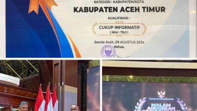 Aceh Timur Raih Penghargaan Keterbukaan Informasi Publik