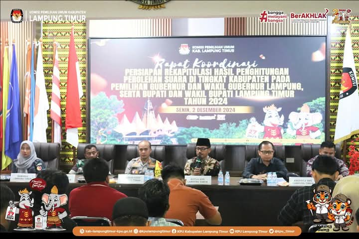 KPU Menetapkan Pasangan Calon Nomor Urut 1, Ela Siti Nuryamah dan Azwarhadi, Sebagai Pemenang Pemilihan Kepala Daerah (Pilkada) Lampung Timur 2024.