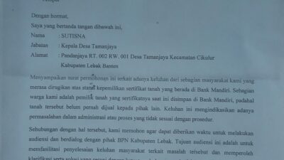 BPN Kabupaten Lebak Siap Membantu Terkait Sertifikat Tanah Warga Yang Berada Di Bank