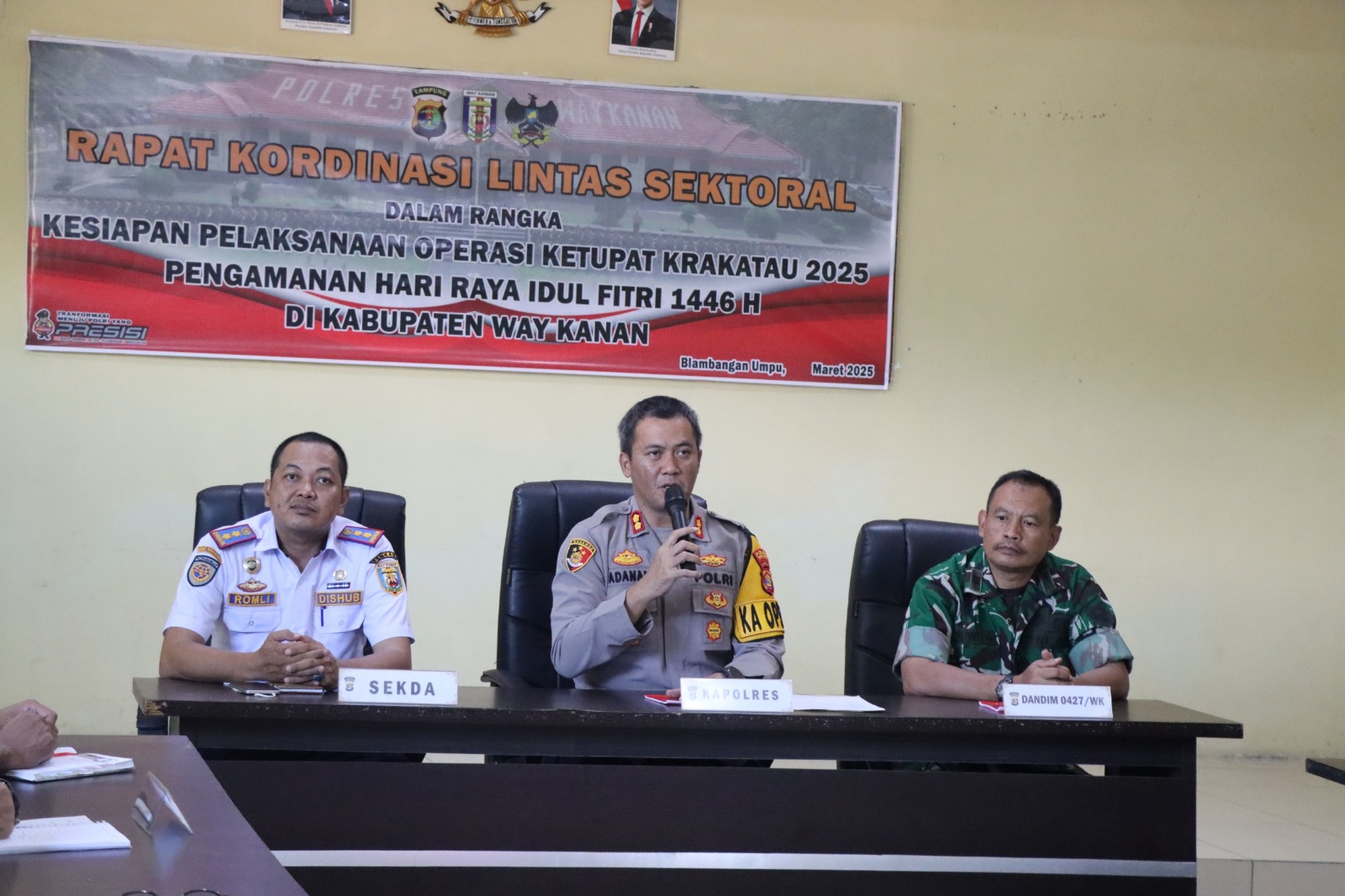 Polres Way Kanan Gelar Rakor Lintas Sektoral Pam Hari Raya Idul Fitri 1446 H